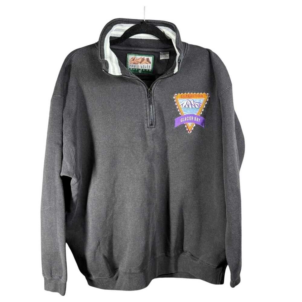 Red Cliff‎ Trading Co. Quarter Zip Pullover Mens XL Black Glacier Bay Expedition